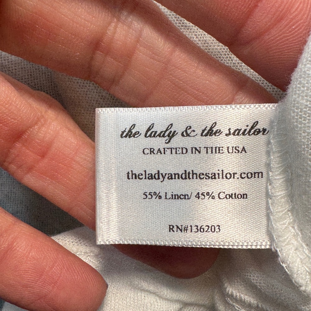 The Lady & the Sailor Sleeveless Top Split Neck White Linen Cotton Size 1 USA - Picture 4 of 5